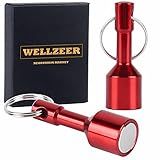 WELLZEER Keychain Magnet for Testing Brass,N52 Red Pocket Magnets for Purse with Strong Magnetic Rare Earth Neodymium,Gold,Silver, Jewelry, Metals Test Magnet and Hanging Keys Holder D15mm