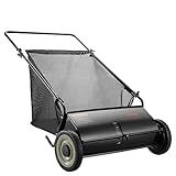 VEVOR Push Lawn Sweeper, 26 Inch Leaf & Grass Collector, Strong Rubber Wheels & Heavy Duty Thickened Steel Durable to Use with Large Capacity 7 ft³ Mesh Collection Bag, 4 Spinning Brushes