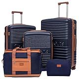 Cobens 5 Piece Luggage Sets with Spinner Wheels and Tsa Lock, Hardshell ABS Suitcase Set, Lightweight Hardside Waterproof Travel Suitcases for Men Women, 20", 24", 28" DarkBlue