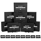 8Pack Groomsmen Proposal Box with Card (7 Groomsmen Boxes,1 Best Man Box) , 10.6×7.9×3.1 Inch Groomsmen Gift Box with Ribbon, Will You Be My Groomsman Box, Wedding Gift Box for Groomsmen Proposal Gift