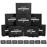 WLUSEAXI 8 Pack Groomsmen Proposal Boxes with Cards, 10.6x7.9x3.1 in, Black