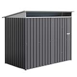 JY QAQA 6x4 FT Metal Outdoor Garden Storage Shed, Waterproof Metal Garden Sheds with Window and Lockable Double Door, Weather Resistant Steel Tool Storage House Shed for Patio,Lawn