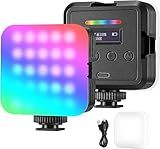 NEEWER Magnetic RGB Camera Light, 360° Full Color RGB61 Small LED Panel Video Light with 3 Cold Shoe Mounts/CRI 97+/20 Scene Modes/2500K-8500K/2000mAh Portable Recording Photography Selfie Lighting