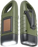 Simpeak 2-Pack Hand Crank Solar Powered LED Flashlight, Emergency Survival Flashlight Torch for Outdoor Sports, Green