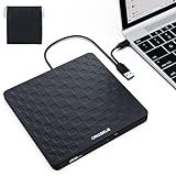 ORIGBELIE External CD DVD Drive for Laptop, USB 3.0 Type-C Ultra Slim 13mm DVD Player Portable CD DVD +/-RW Drive CD Burner Reader Writer Recorder for Desktop PC Windows 11/10/8/7 Linux Mac OS (Black)