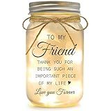 YOISTREVISK Best Friend Birthday Gifts, Mothers Day Gifts for Friends, Friendship Gifts for Women, Friend Christmas Personalized Gifts for Women - Mason Jar Night Lights, Heartfelt Home Decor Gift