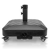 RAOKUKH DZ4733 MS Patio Umbrella Base Heavy Duty with Wheels Square Market Stand for Outdoor 4 Locks 1 Knobs 125lb Capacity, Black
