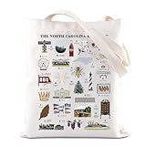 ENSIANTH North Carolina Alphabet Tote Bag North Carolina State Souvenirs Gift Family Trip Handbag Tar Heel State Travel Gift (Carolina Alphabet bag)