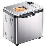 Bread Maker, 2LB Stainless Steel Bread Machine, 17-in-1 Automatic Settings, Non-Stick Pan, Beginner-Friendly Controls, Easy to Clean, Low Noise, High Success Rate for Homemade Bread