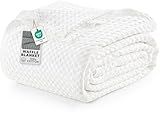 Utopia Bedding 100% Cotton Waffle Weave Blanket Queen Size for Bed - Lightweight, Breathable Summer Blankets Soft and Cozy, Gift for Mother’s Day Home Decor (White, 90x90 Inch)