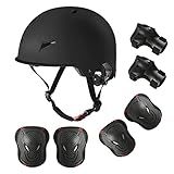 Skateboard Bike Helmet for Adults Adjustable Knee Elbow Pads Wrist Guards Protective Gear Helmets Set Teens for Bicycle Cycling Skate Scooter Bicycle Helmet