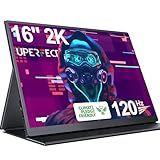 UPERFECT 2K 120Hz Portable Gaming Monitor, 16" 2560x1600 QHD 16:10 400 Nits Portable Monitor for Laptop w/VESA & Cover HDR FreeSync Eye Care External Second Screen for PC Phone Game Console