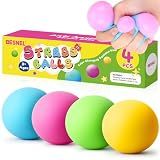 Stress Balls 4 Pack for Adults and Kids, Color Changing Squeeze Toys, Sensory Toys for Kids with Autism, Squishy Fidget Toys for Stress and Anxiety Relief, Prize for Classroom