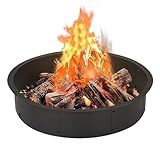 OUSHENG 36 Inch Round Fire Pit Ring Insert for Outside Wood Burning, 39 Inch Outer Large Solid Steel Firepit Liner for Above or In-Ground Outdoor DIY Camping Garden Patio Backyard