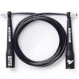 EliteSRS 10 Foot Outdoor Rated 5Mm Pvc, Boxer Jump Rope 3.0 with Smooth Action Polymer Handles and Ergonomic Slip-Resistant Dimpled Grips Black