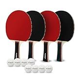 ZTTENLLY Ping Pong Paddles with Balls - Better Control & Sticky Inverted Rubber - Table Tennis Paddles Set of 4 for Indoor & Outdoor Games