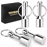 TRYMAG 4 PCS Magnet Key Chain Gold Testing Kit Magnetic Key Holder Silver Tester for Jewelry Test Rare Earth Magnets Precious Metal Keychain Pocket Ring Small Neodymium