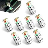 Bawkars 8 PCS Tire Pressure Monitor Valve Stem Caps, 2.4Bar 36PSI 3-Color Eye Alert Sensor Indicator, Tire Pressure Detection Warning Cap, Universal for Most Cars (Silver)​