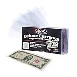 BCW Deluxe Currency Holder - Regular Bill (Dollar) Semi-Rigid Holder - Holds up to 6.38' x 2.78' - (Pack of 50) - Currency and Coin Collecting Supplies