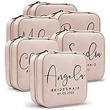 Set of 6 - Bridesmaid Gifts, Personalizedd Bridesmaid Jewelry Box with Name & Title, Bridesmaid Proposal Gifts - Rose