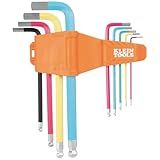 Klein Tools CBLS9M Metric Hex Key Caddy Set, Long Ball-End, 1.5 mm to 10 mm, Color-Coated Keys for Easy Identification, 9-Piece