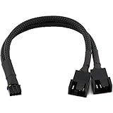 CRJ Micro 4-Pin GPU Dual Fan Adapter Cable - 6-Inch (15cm), Black Sleeved - Micro PH (2.0mm) PWM Graphics Card Fan Adapter for Connecting Two 3-Pin & 4-Pin PC Fans