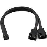 CRJ Micro 4-Pin GPU Dual Fan Adapter Cable - 6-Inch (15cm), Black Sleeved - Micro PH (2.0mm) PWM Graphics Card Fan Adapter for Connecting Two 3-Pin & 4-Pin PC Fans