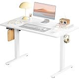 Smug Adjustable Height Standing Desk Electric Sit Stand Up Down Computer Table Ergonomic Rising Modern Lift Motorized Gaming Desktop Workstation for Work Home Office, 40" L X 24" W, White