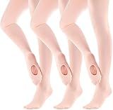 MdnMd 3 Pack Women's Dance Tights Ballet Ultra Soft Transition Footless Dancer Tight Stocking for Girls (Ballet Pink, Child Age 11-14)