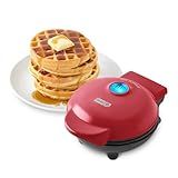 Dash Mini Waffle Maker- Compact Electric Iron for Creative Homemade Treats - Nonstick Surface - Easy-to-Clean - Perfect for Kids & Families - Red