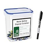 HAEZU Battery Disposal Container with Label and Date Recording Pen| Used Dry-Cell Battery Recycling Container|Battery Processing Container | Battery Organizer Container