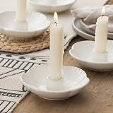 QNMUSUNC Ceramic Taper Candle Holder, 4.72 in Polished Round Base Tray