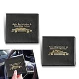 dawfall 2 PCS Auto Registration & Insurance Holder Storage Bag, Leather Short Bifold Business Holder, Built-in Transparent Protection Bill Organizer, Universal for Cars Storage Parts (Black & Yellow)