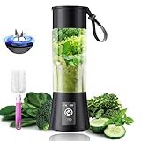Cordless Personal Portable Smoothie Blender - 2025 Upgraded Mini Blender with 6 Blades, Type-C Rechargeable, 13Oz Juice Cup BAP Free Freshly Squeezed in Travel/Sports/Office/Home