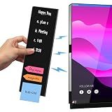 Crpich Magnetic Monitor Memo Board, Glossy Black Large 13.2 x 3.3 Inches, Detachable Side Screen to Do List Holder, Vertical Desk Organizer for Office & Gaming Setup