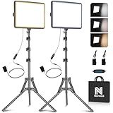 2-Pack Photography Lighting Kit, NiceVeedi 25W LED Video Light Kit, 2900-7000K Dimmable Studio Light with Tripod Stand, 73" Stream Light for Video Recording