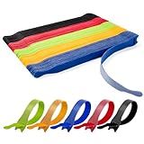 OneLeaf 110PCS Cord Organizer 8 × 1/2" Reusable Cable Ties with Hook and Loop, Colorful Fastening Cord Ties Wire Management for Home, Office, Data Centers, and Electronics, 5 colors