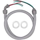 4FT 1/2-Inch Electrical AC Whip Kit,Nonmetallic Liquid Tight Flexible Electrical Conduit,6FT of Connecting Wires 3-Conductor 10-Gauge Wires with Straight/90 Degree Fittings