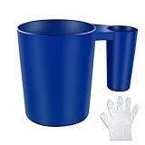 1 Pound De Filter Scoop, Large Pool Chemical Scoops Pool Measuring Cup Blue Multipurpose Measure Scoop Swimming Pools Maintenance Tool with Handle and 50 PCS Gloves (1 Pack, 6.78 x 4.45 x 5.3 Inch)