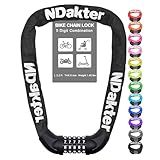 NDakter Bike Chain Lock, 5 Digit Combination Heavy Duty Anti Theft Bicycle Chain Lock, 3.2/4.27/5Ft Long Security Resettable Bike Locks for Bike, Bicycle, Scooter, Motorcycle, Door, Gate, Fence