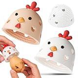 2PCS Egg Cleaner, Egg Washer for Fresh Eggs,Silicone Chicken Coop Accessories Farm Fresh Egg Cleaning Brush, Silicone Practical Vegetable and Fruit Scrubber Tool (White and Light Brown)