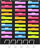 Hippo Creation Heavy Duty Storage Pocket Chart for Classroom, 30 Pocket Storage Organizer with 5 Over-Door Hangers, Hanging Wall Organizer for File Folders, School Mailbox, Home Office Papers - Black