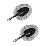 KVAEY 2 PCS Car Dash Duster Brush, Super Soft Microfiber Multi-Functional Car Cleaning Brush, Scratch Free Dash Dusting Tool with a Anti-Skid Handle for Vehicle Home Kitchen Cleaning (Gray)