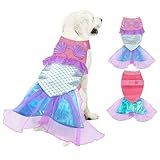 Mermaid Dog Halloween Costume for Small & Medium Dogs - Sparkly Pet Costume with Funny Puppy Cosplay Clothes for Special Events