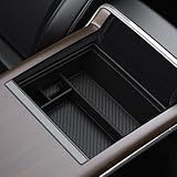 BASENOR 2026-2022 Tesla Model S Model X Center Console Organizer Tray(Carbon Edition), Armrest Storage Box for Model X/S Plaid/Long Range Refresh Console Accessories