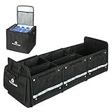 ROCK CLOUD Car Trunk Organizer with Cooler Bag Vehicle Organizers Storage Multi Compartments Collapsible for Auto SUV Truck Minivan Sedan
