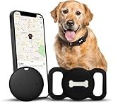 Smart Pet Tracker, Dog Tracker with Black Collar Holder, Smart Tag for Location Tracking, No Monthly Fee MFi Certificated, Work with Find My, GPS Tracker, iOS Only (Black)