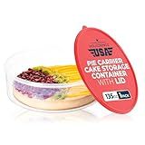 HOUZZKINGZ USA Pie Carrier Cake Storage Container with Lid | 10.5" Large Round Plastic Cupcake Cheesecake Muffin Flan Cookie Airtight Tortilla Holder | Pie Keeper Transport Container