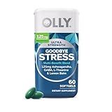 OLLY Ultra Strength Goodbye Stress Softgels, GABA, Ashwagandha, L-Theanine and Lemon Balm, Stress Relief Supplement - 60 Count