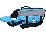 VIVAGLORY Front Float Dog Life Vest, Dog Life Jacket for Swimming & Boating, Swimming Vest with Chin Float & Handle, Ripstop & Buoyancy for Puppy Doggy, M, Blue